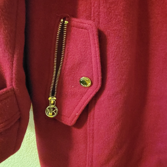 Michael Kors Red Trench Coat with Zipper Accents - Picture 7 of 8